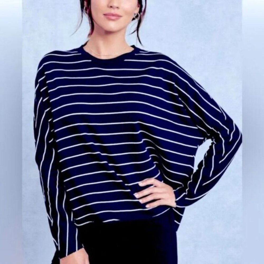 Frank & Eileen Long-Sleeve Capelet in Navy & White Stripe, Size XS, NWOT
